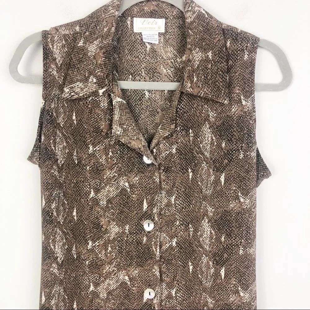 VOIR | Vintage Snakeskin Print Button Midi Dress M - Picture 4 of 8